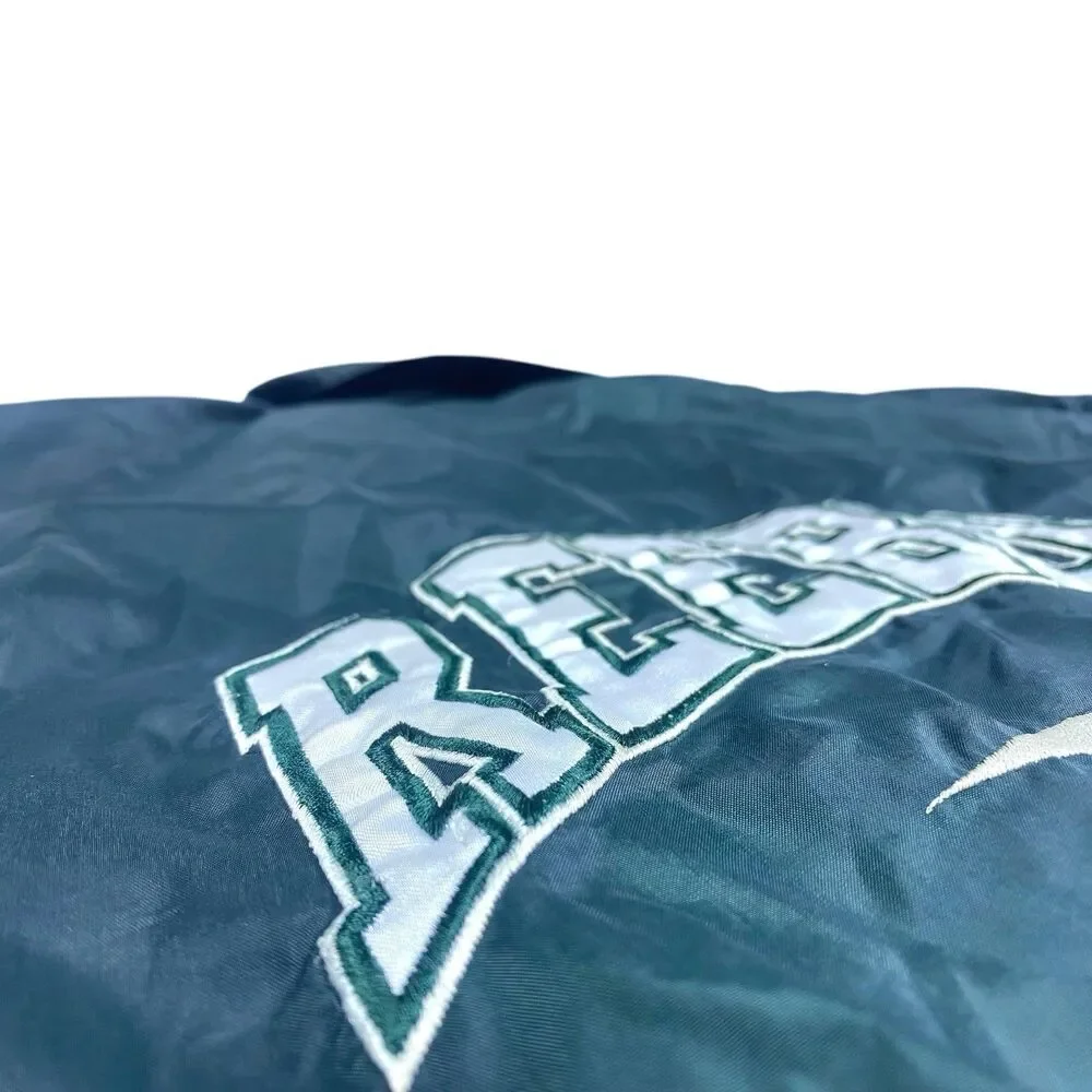 Vintage 90s Reebok Windbreaker Jacket Mens MED Green White Logo Full Zip Nylon